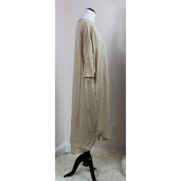 A PART OF THE ART Sz S Small Warm Sand Flow Dress Lyocell Shirtdress NWT - Picture 5 of 10
